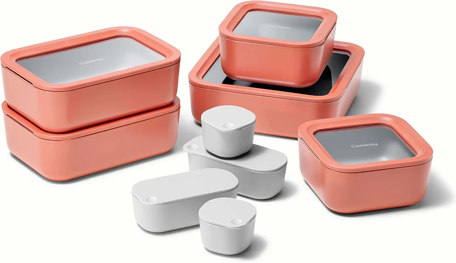 

Caraway Glass Food Storage Set 14 Pieces Easy To Store Non Toxic Lunch Box Containers with Glass Lids Perracotta