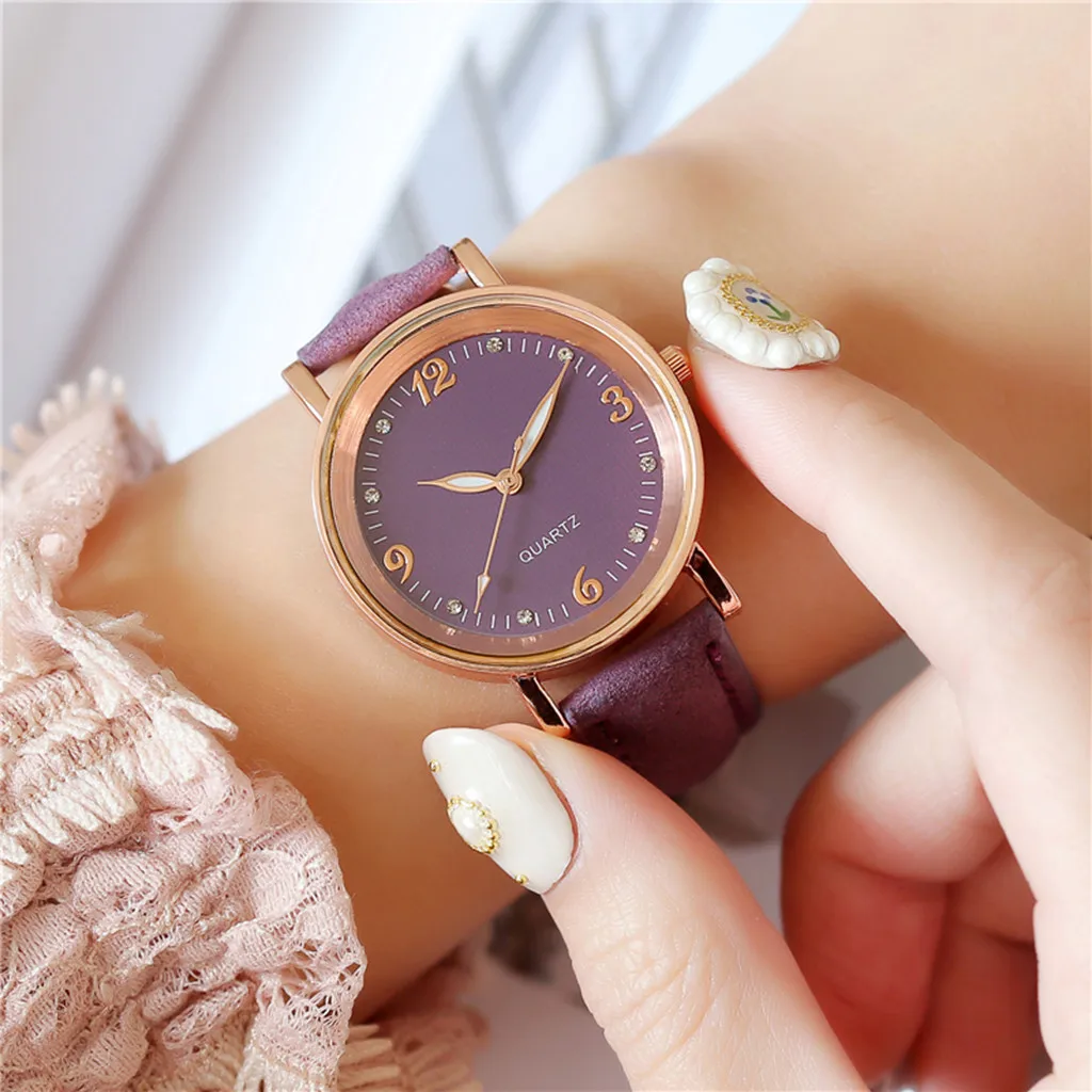 Luxury Leather Analog Quartz Round Wrist High-end Concise Diverse Fashion Color Bracelet For Women's Watch