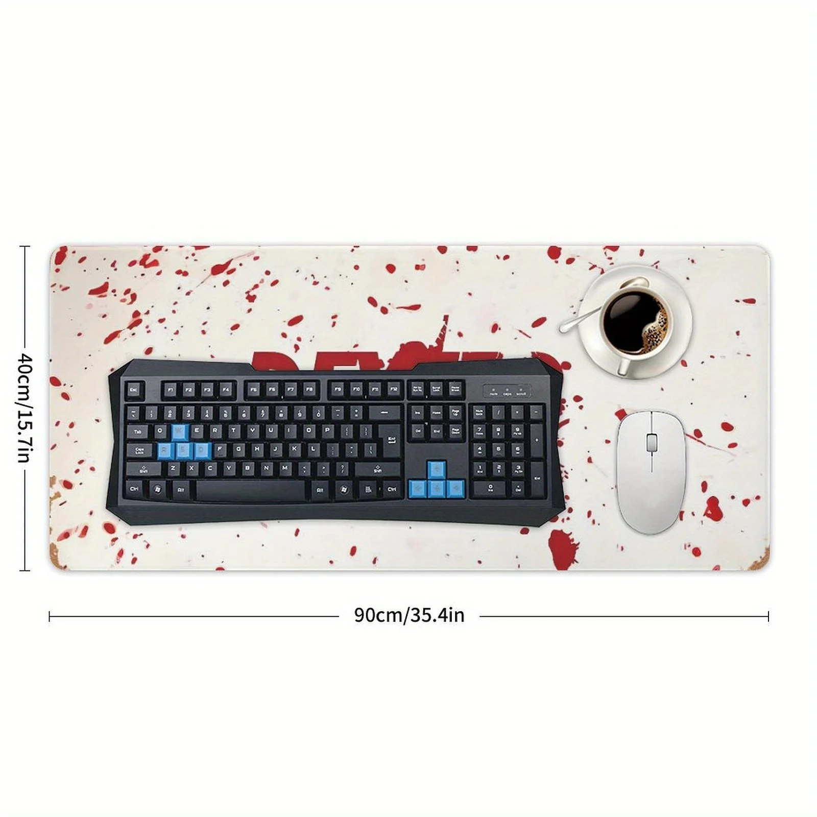 لوحة ماوس ولوحة مفاتيح كبيرة جدًا بتصميم مستوحى من برنامج Dexter TV Show - سجادة مكتب لمشهد الجريمة الحمراء مع شعار Dexter، Dura