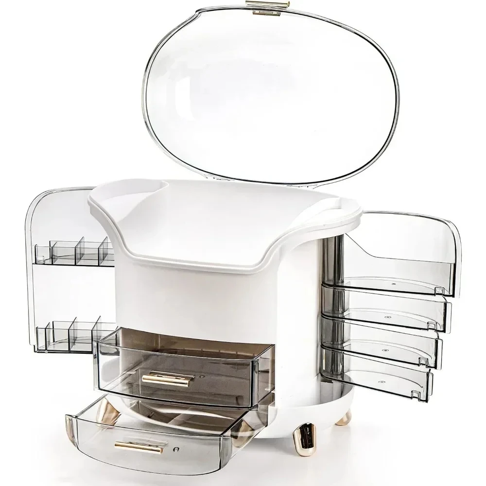 Imagem -04 - Organizador de Caixa de Armazenamento de Maquiagem com Tampa Dustproof e Gavetas Clear Cosmetics Skincare Display Case para Vanity Jóias Batons