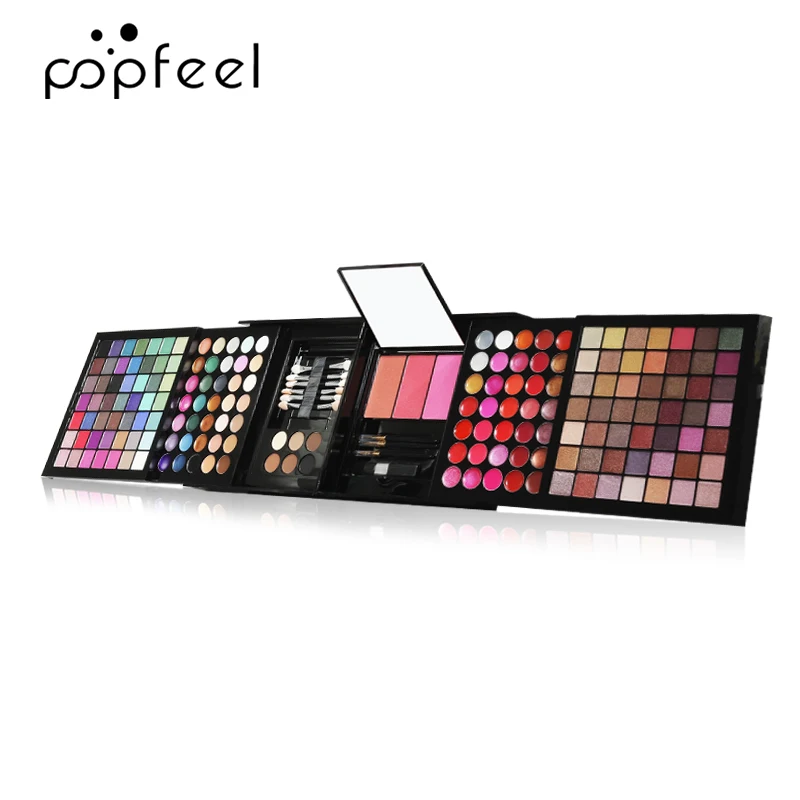 Paleta de maquiagem POPFEEL 177 Colors - Conjunto tudo-em-um com sombras, batons, blushes, corretivos, pincéis-vibrantes e versáteis.