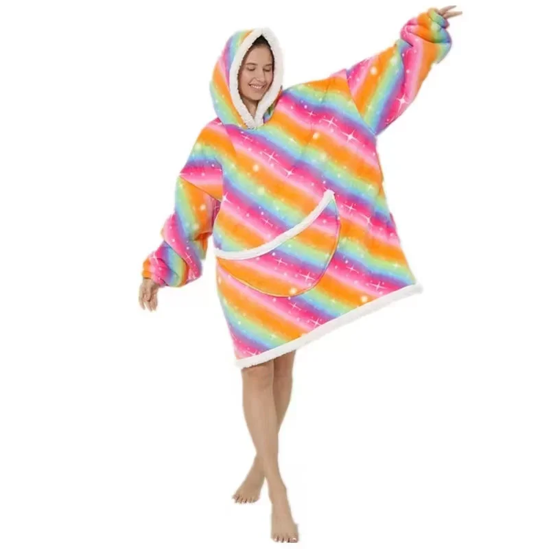 Übergroße Wearale Decke Hoodie Flanell Sherpa Fleece Warm Weich Winter Hoodie Sweatshirt für Kinder Erwachsene Kuscheln – Detail 28
