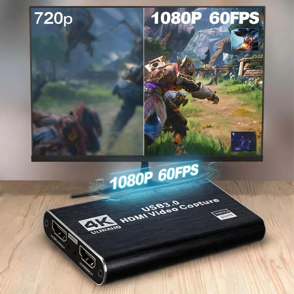 4K HDMI Video Capture Card 1080P 60FPS USB 3.0 Game Capture Device for Streaming OBS PS5 PS4 Xbox Switch PC Camera Live Stream