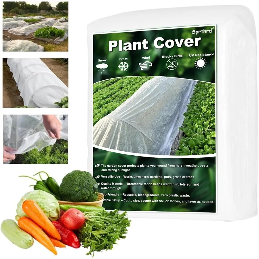 7 x 17 FT Plant Covers for Outdoor Use 1.2oz yd Frost Protection Blankets for Winter Tree Shielding Heat and Frost Resistance G