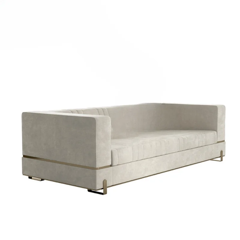 

Small apartment Nordic living room club reception fabric sofa behind metal sofa