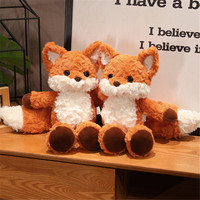 35/50CM  Cute Furry Huggable Long Tail Fox Doll Soft Stuffed Kawaii Fox Doll Pillow Home Decor Birthday Christmas Gift