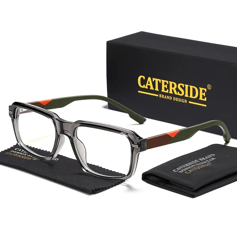 CATERSIDE Klassische Herren-Anti-Blaulicht-Brille, Tr-90, quadratischer Rahmen, Silikon-Federscharnier, Damen-Computer-Lese-Schutzbrille – Detail 10