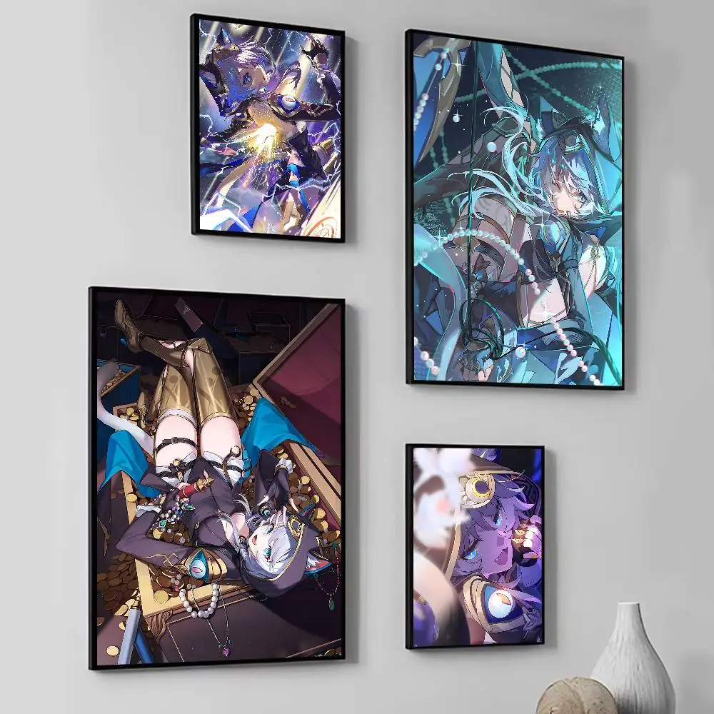 Anime Game Cute Cat Girl Honkai Star Rail Cipher Posters HD Print Vintage Wall Art Decor for Home Study Room