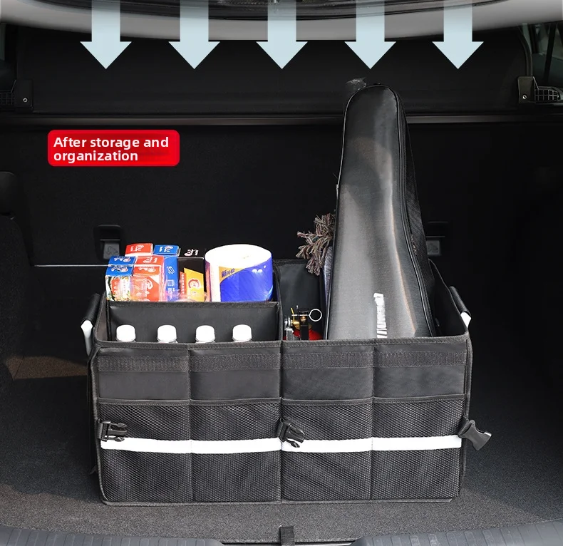 Kofferraum-Organizer mit Deckel, Zusammenklappbarer Kofferraum-Aufbewahrungsorganizer, Auto-Organizer und Aufbewahrung für SUV, LKW, Limousine – Detail 2