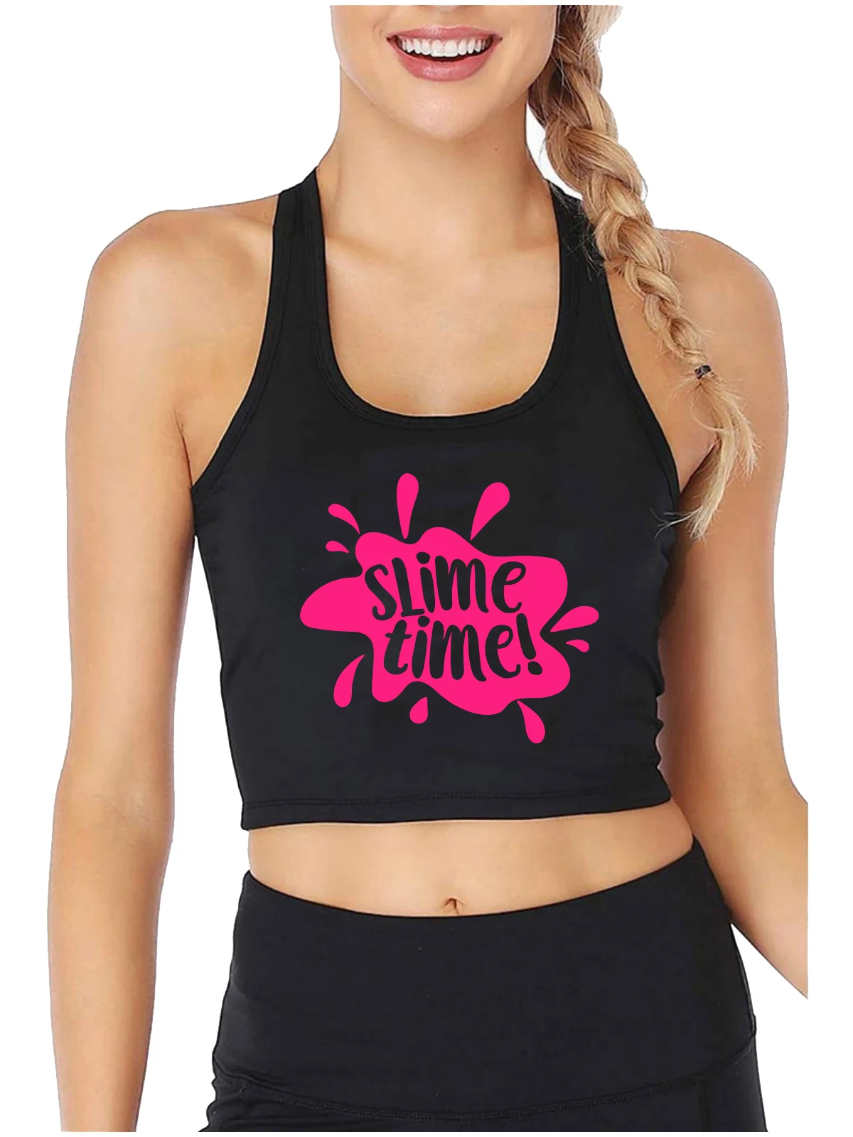 Slime Time Graphic Sexy Slim Fit Crop Top Hotwife Humor Flirty Style Cotton Tank Tops Swinger Funny Naughty Sports Camisole