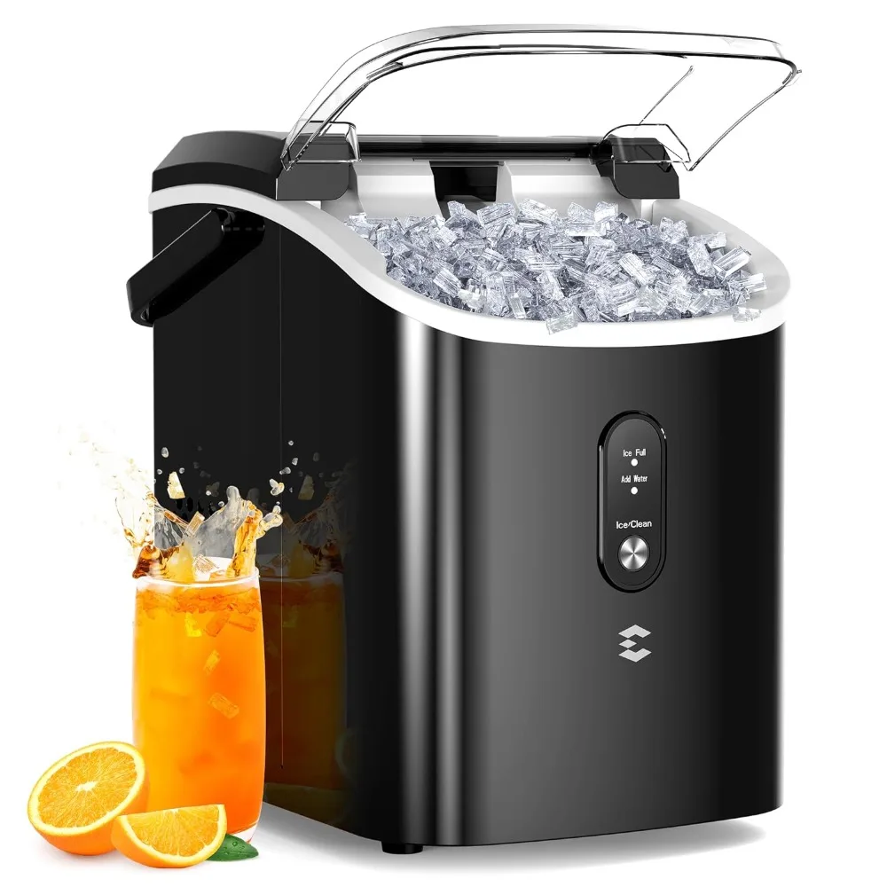 Ice Maker, Countertop Chewable Pellet Ices, 33LBS/24H,Compact Self-Cleaning Ice Machine with Ices Bags, Ice Machine