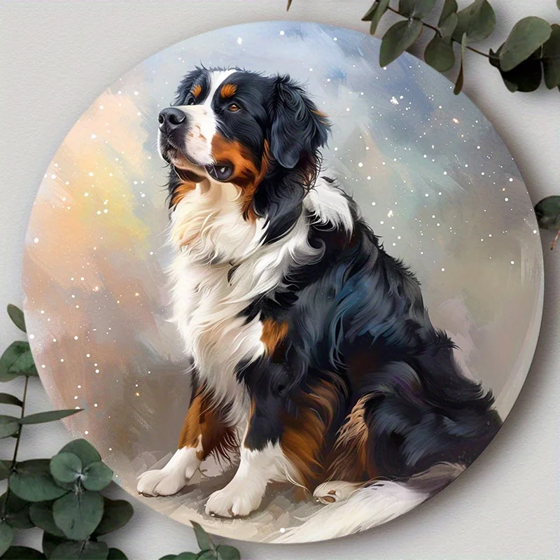 

Cute Dog Gift Mask Theme Art Decorative Round Metal Aluminum Sign Plates for Bar Yard Cafe Club Home Office Wall Decor