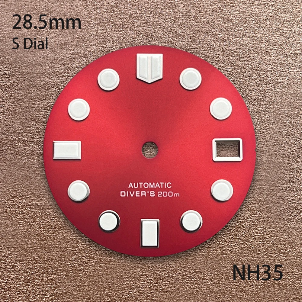 28,5 mm S-Logo-Zifferblatt, geeignet für NH35/NH36/4R/7S Japan-Uhrwerk, grün leuchtendes, hochwertiges Uhrenmodifikationszubehör