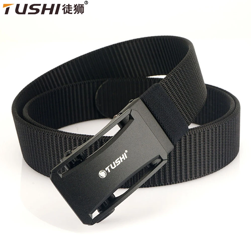 TUSHI New Automatic Buckle Belt Canvas Tactical Casual Outdoor Military Training Pants Belt Men Fashionable Multifunctional Belt