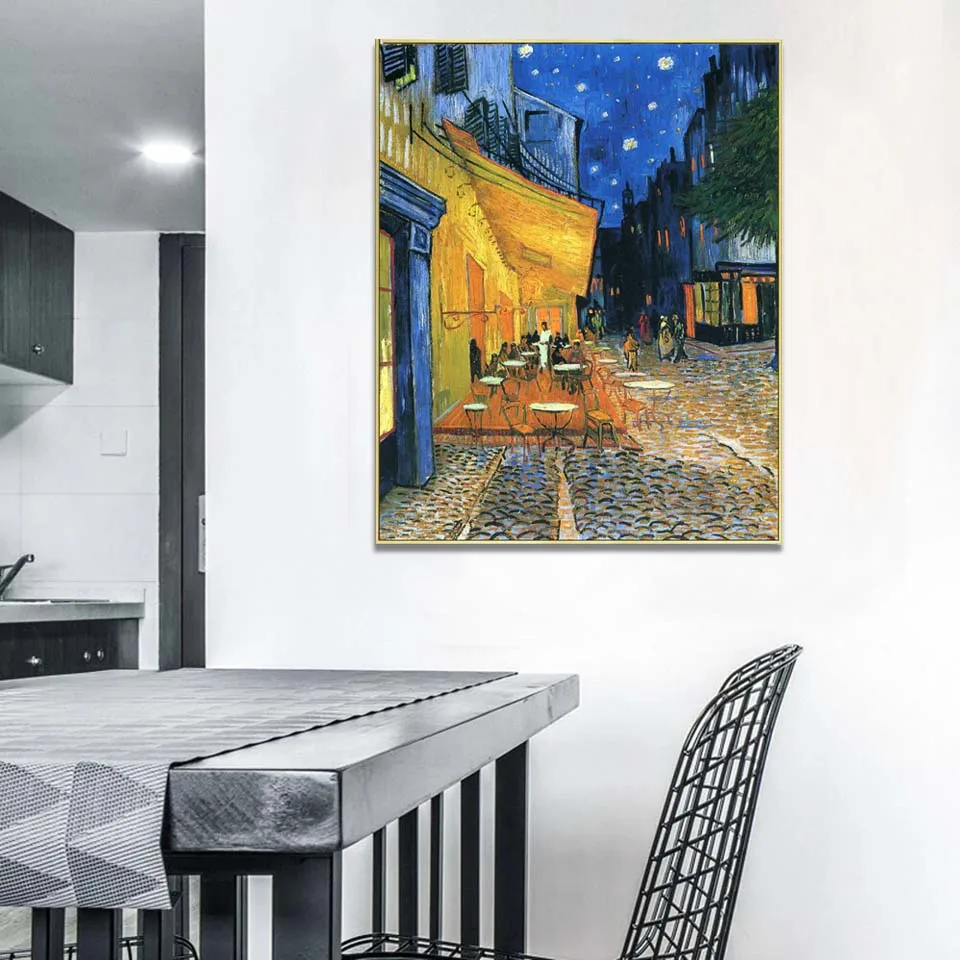 

Van Gogh artwork reproduction,Café Terrace at Night(Place du Forum,Arles),Cityscape oil painting handmade,Modern home decoration