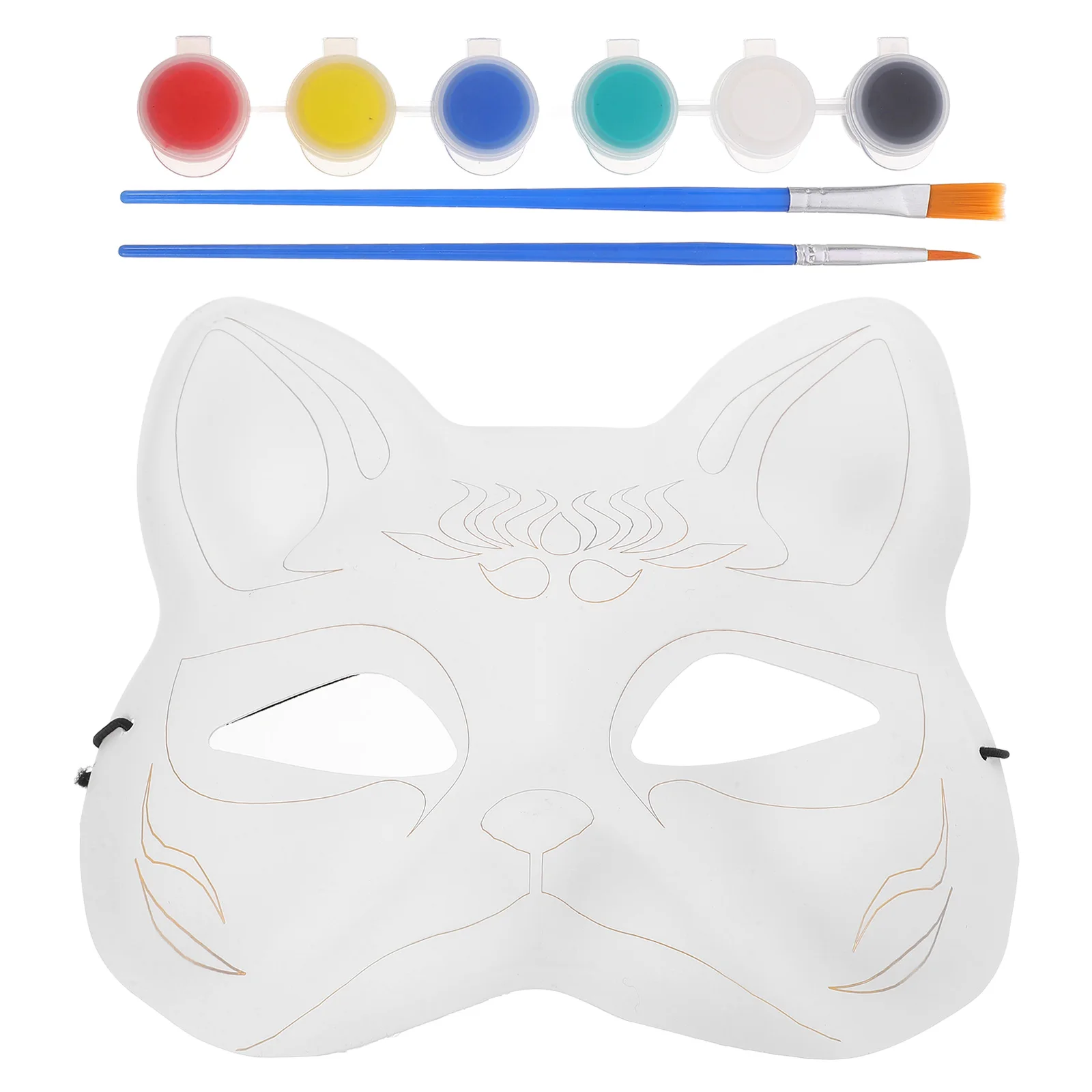 1 Set Diy Blank Fox For Halloween Carnival Party Unpainted Masquerade Mask Craft Kit Hand Painting Face Mask Art Cosplay Costume