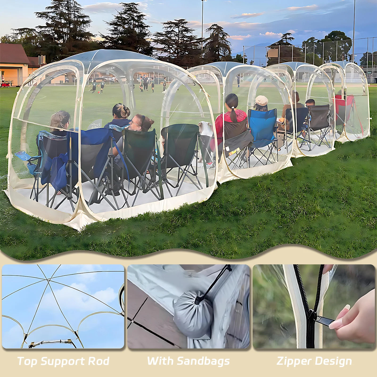 2-4 Person Clear Bubble Tent for Balcony Use, Pop Up Compact Dome Shelter, Transparent Gazebo for Apartments