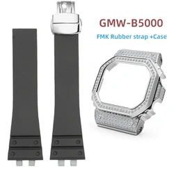 Rubber strap bracelet for Casio 3459 GMW-B5000 GM-B2100 G-SHOCK stainless steel case bezel gm-b2100 gmw-b5000 FMK strap bands