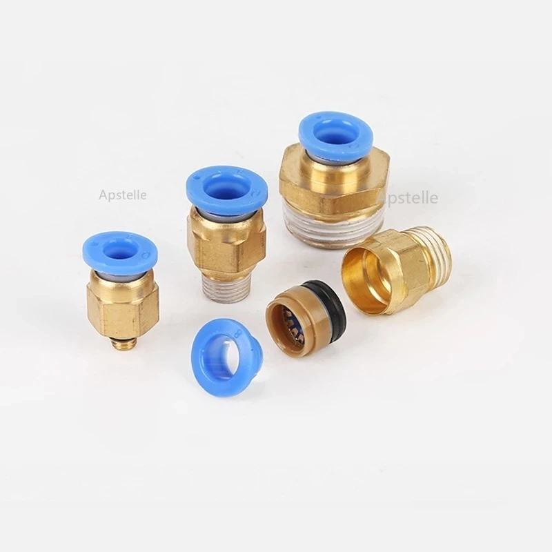 

5PCS 16mm Hole push to 3/4" BSPT ( OD:25.7mm) male thread Straight Quick Connector Pneumatic Fittings brass connector