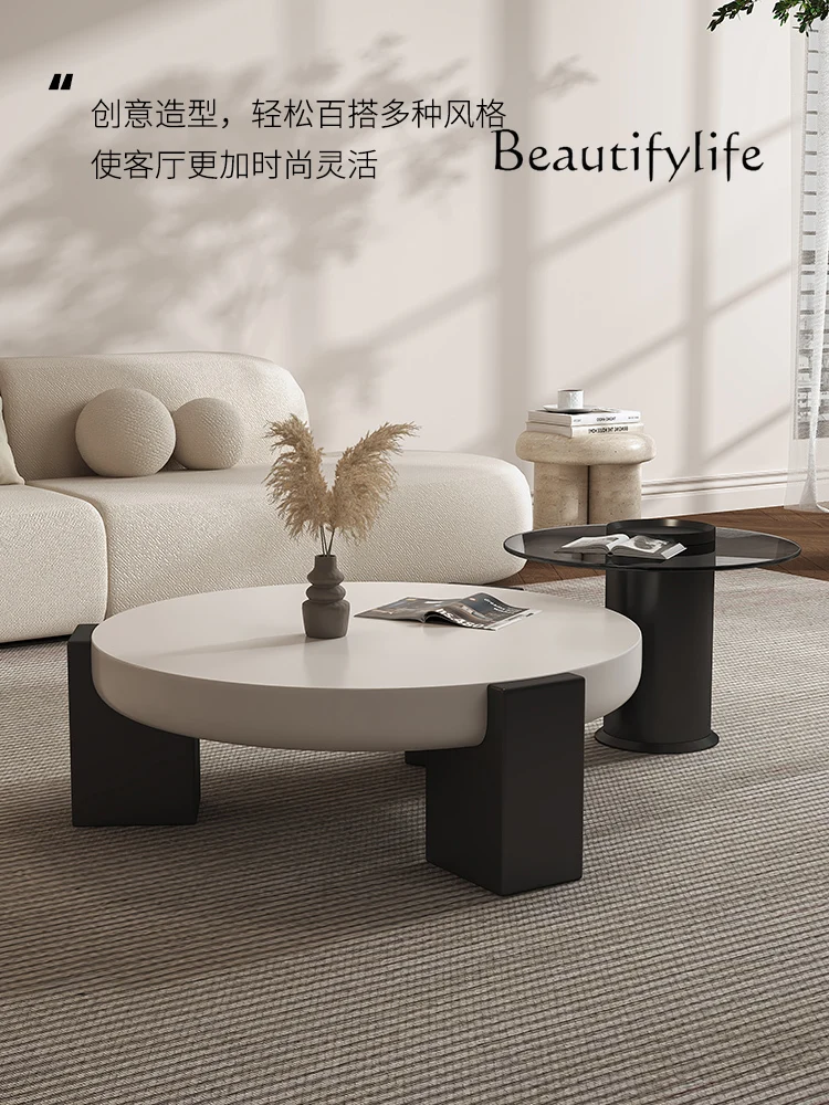 

Nordic Minimalist Chic Style Living Room Creative High-End Advanced Modern Minimalist round Combined Tea Table