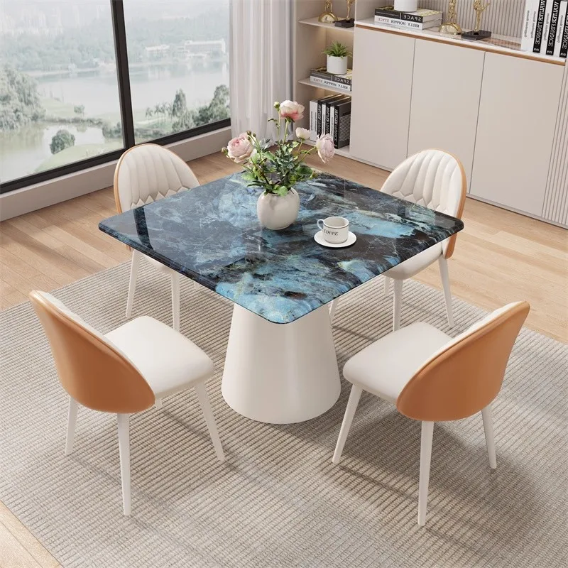 Square microcrystalline rock slab surface table and chair combination restaurant table computer table rock