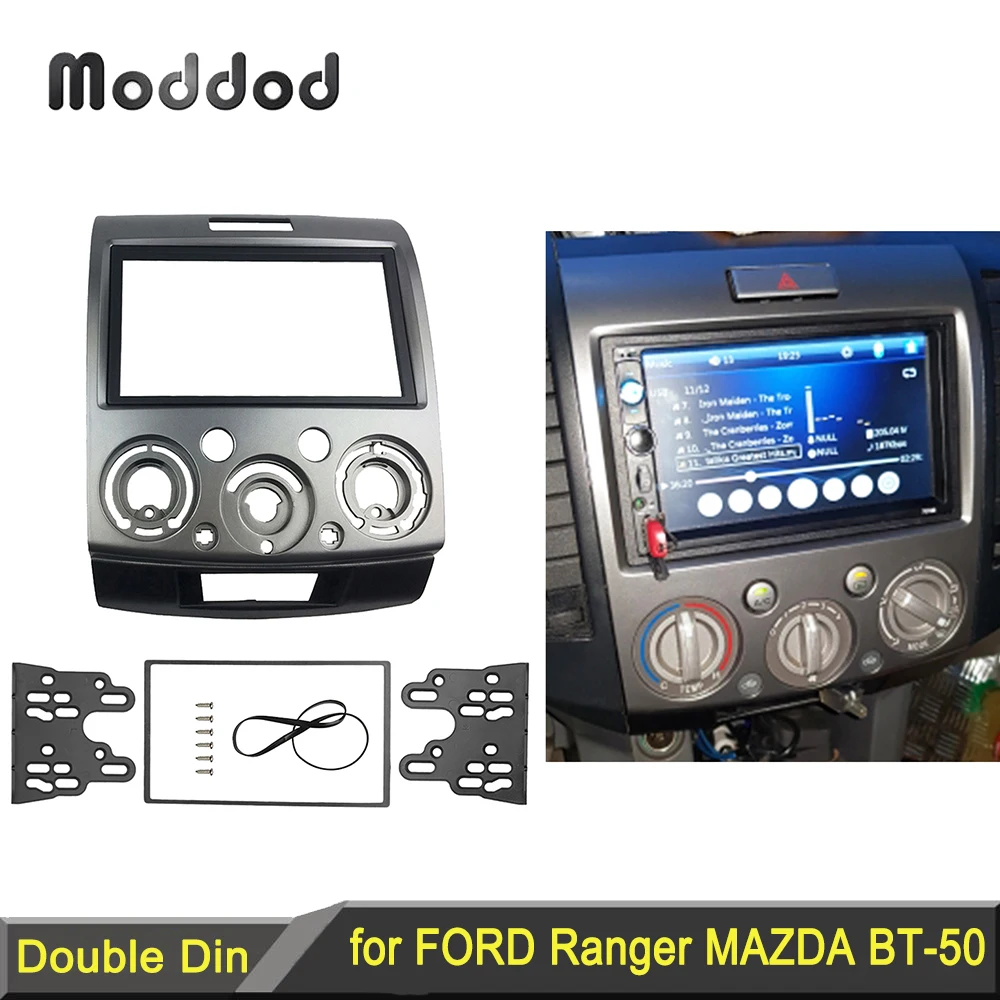 

Radio Stereo Panel for Ford Everest Ranger Mazda BT-50 BT50 Double 2 Din Fascia Dash Installation Trim Kit Face Plate Bezel