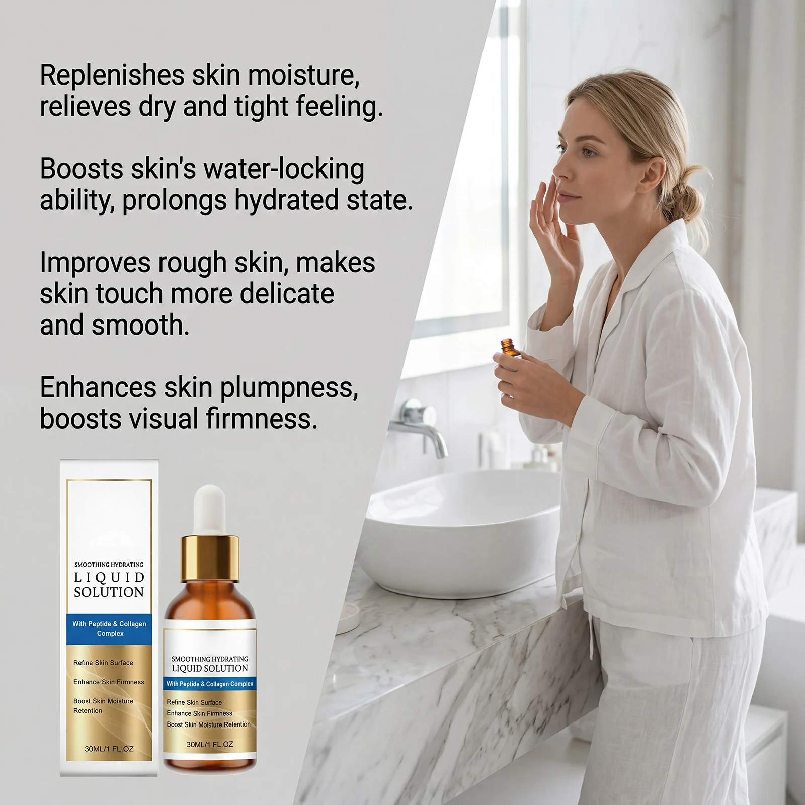 Peptide Serum Smoothing Hydrating Liquid Solution Collagen Essence Firming Skin Care Facial Moisturizer Glowing Refine Surface