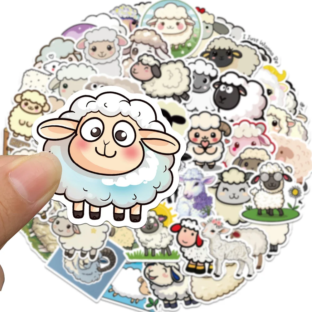 Autocollant d'agneau mignon animal de dessin animé pour enfants, graffiti Kawaii, décalcomanie étanche, jouet de bricolage, tasse d'eau, scrapbooking, autocollant pour ordinateur portable, 10 pièces, 30 pièces, 50 pièces