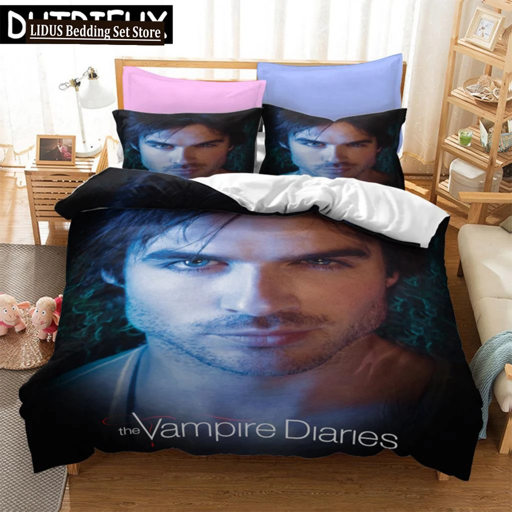 

The Vampire Diaries Print Bedding Set 3D Character Duvet Cover Set With Pillowcase Twin Full Queen King Bedclothes 02