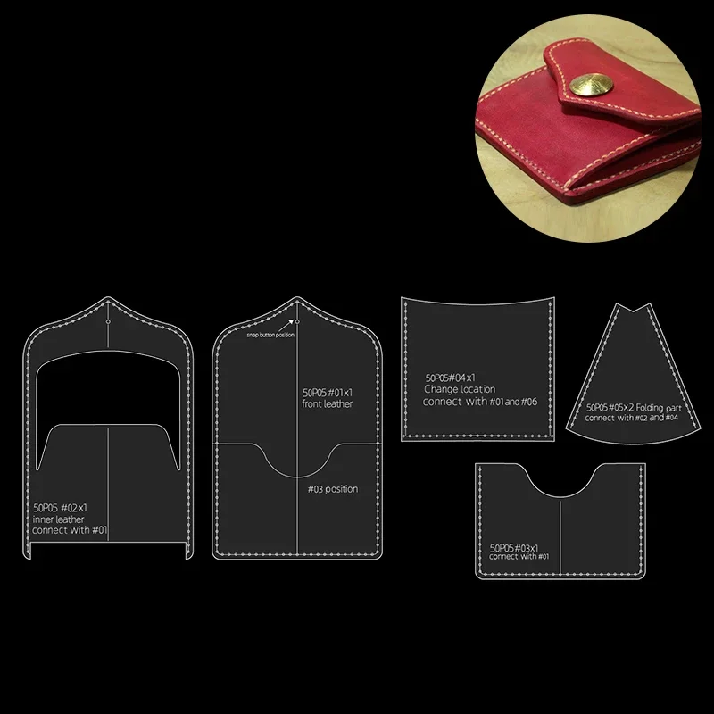 YOMDID 5pcs Wallet Making Template Acrylic Molds DIY Leather Stencils Mini Wallet Handcraft Coin Purse Mold Leather Accessories
