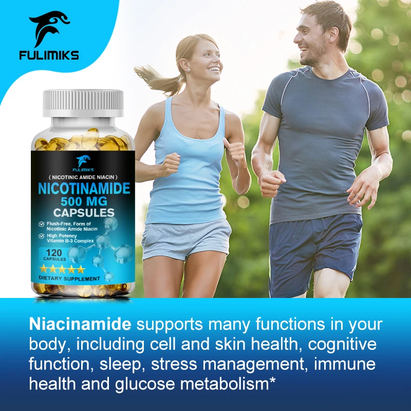 Niacinamide 500 mg Capsules  | Vitamin B-3 | Energy Metabolism, Circulation, Nerve & Skin Health Support, Antioxidants