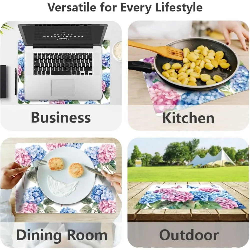 مجموعة مفارش زهور الكوبية والفراشات مكونة من 6,12 بوصة × 17 بوصة حصير طاولة قابل للغسل مقاوم للماء للمزرعة الداخلية والخارجية p