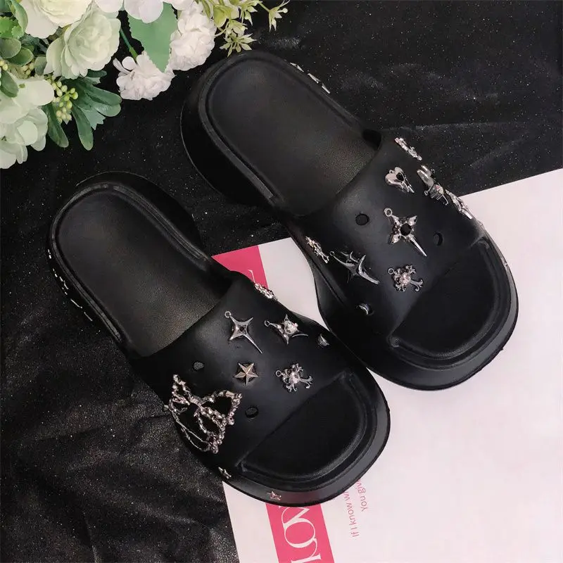 Women Summer Slippers EVA Clogs Sandals Four Pointed Star Decoration Garden Shoes Non-Slip Slides Thick Bottom Casual Shoe 35-40