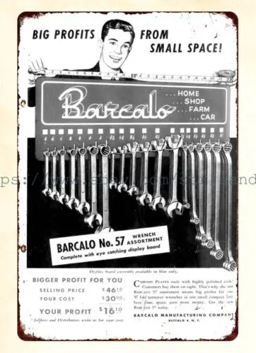 cafe  pub poster metal wall art 1949 Barcalo Wrench Assortment metal tin sign sign