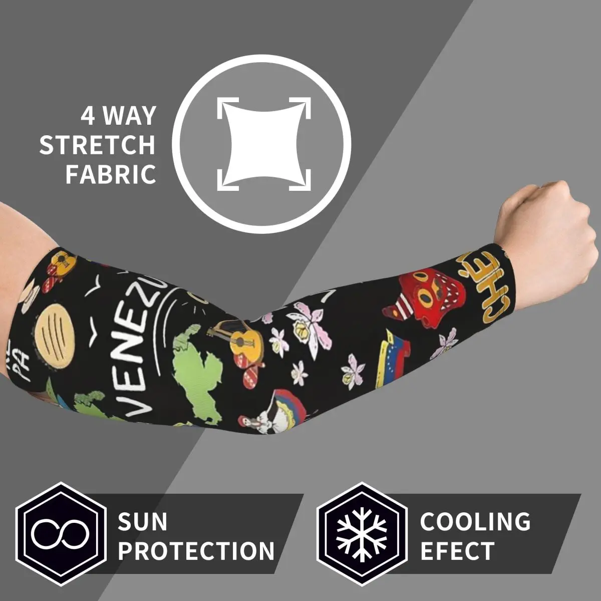 アレパス ベネズエラ アームスリーブ メンズ レディース 日焼け止め UVカット タトゥーカバー スポーツ冷却 サイクリング