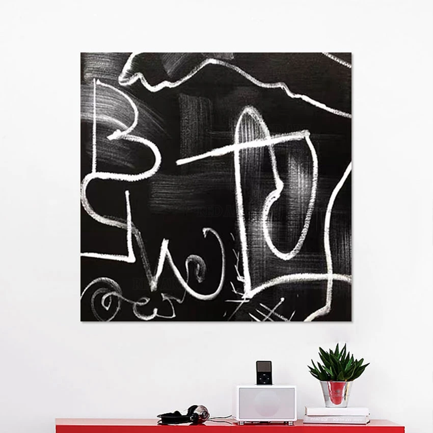 Big Size Black Design Luxury Home Decor Acrylic Painting Canvas Wall Art Pure Handmade Panel Hotel Showing Artwork