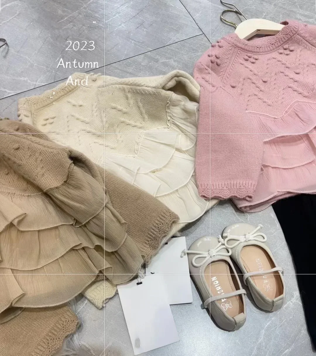 Kids Girls Solid Color Knit Sweater Coat  Autumn New Children Wool Knitted Tops Winter Pullover Bottom Kawaii Sweater image 3