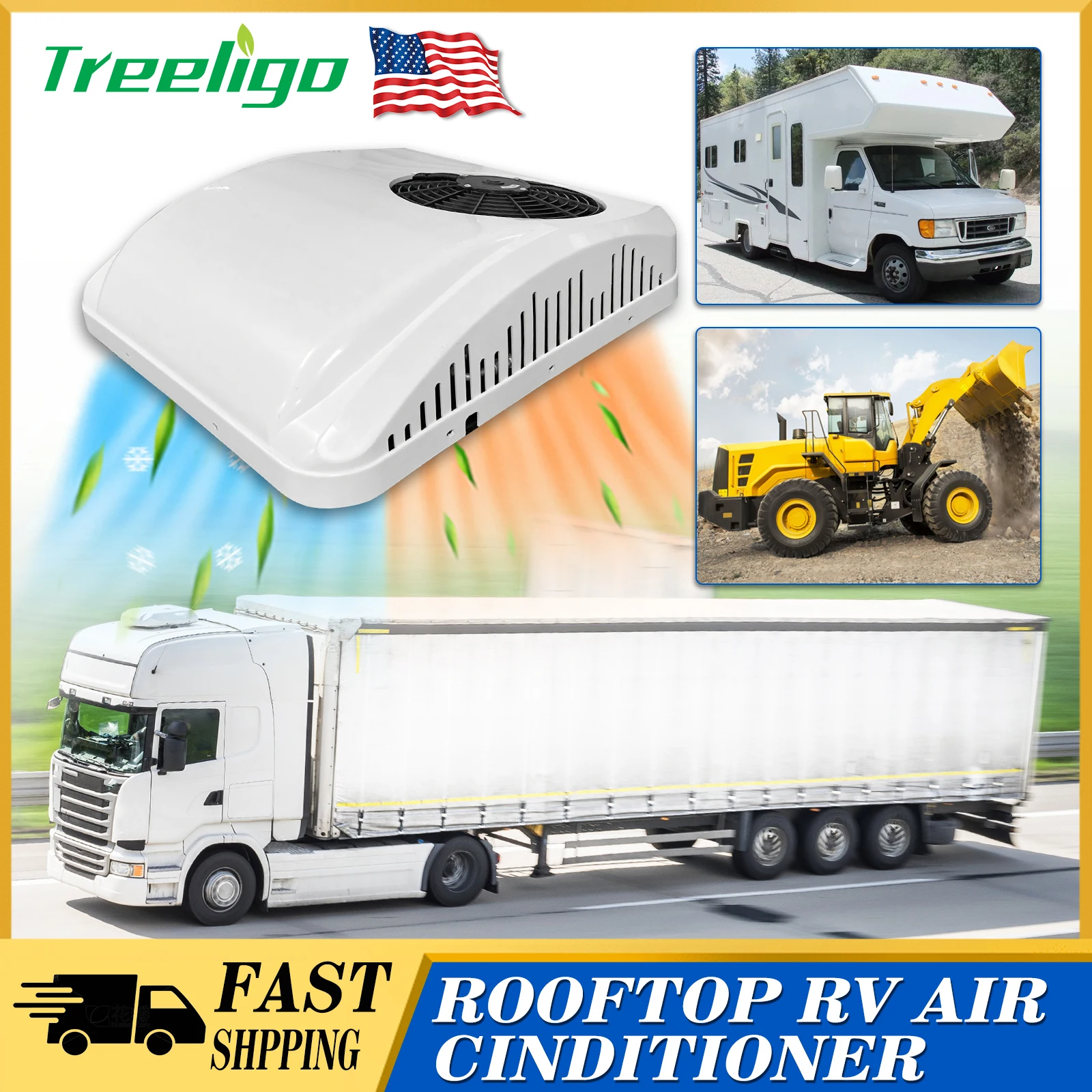 

Treeligo 12V 13500BTU RV Rooftop Кондиционер с подогревом и прохладным электрическим парковочным приводом для автофургона, грузовика, кемпера, фургона, караванов, мотор для дома