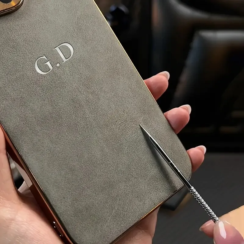 Personalized Customized Initials Name Case For Iphone 11 12 13 14 15 16 Pro Max Plating Electroplated Frame Lambskin Cover