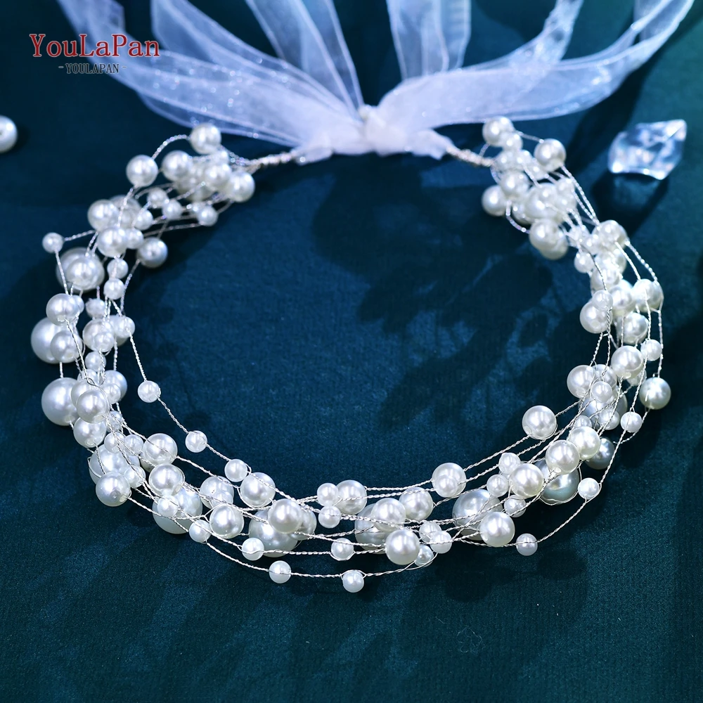 

YouLaPan Pearl Hair Vine Bride Wedding Beaded Hair Accessories Woman Party Jewelry Headwear Handmade Bridesmaid Gift HP632