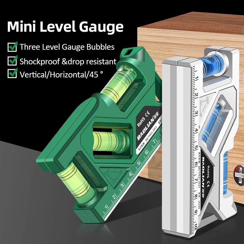 

Mini Protractor With Metric Ruler Woodworking Level Gauge Horizontal & Vertical Measure Portable Magnetic Pocket Level Gauge
