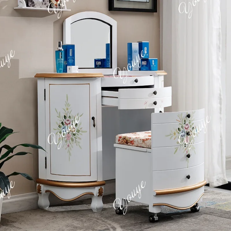 J Aesthetic Girls Vanity Table, Tocador de Lujo para Dormitorio, Espejo para Adultos, Escritorio de Maquillaje, Cómoda con Cajones, Mueble de Dormitorio