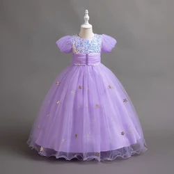 Girls Party Dress 3 Colors 110cm-160cm Kids Christmas Dress Birthday Wedding Ball Gown Gauze Princess Show Elegant Costumes