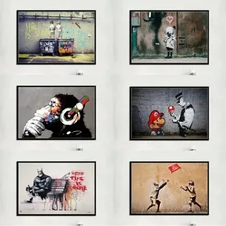 Canvas Hot Graffiti Modern Art Street Banksy Painting Animal Canvas Painting Printmaking Art Wall Painting Living Room Home Deco