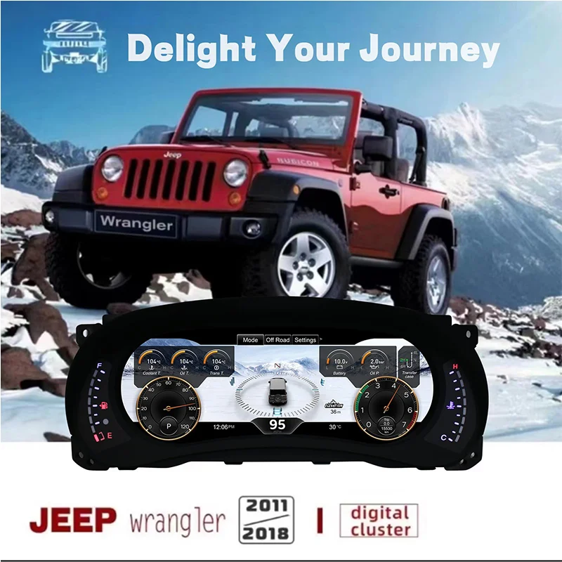 

12.3’’ Digital Instrument Cluster for Jeep Wrangler JK 2011-2017 Speedometer Dashboard Gauge, Anti-glare screen