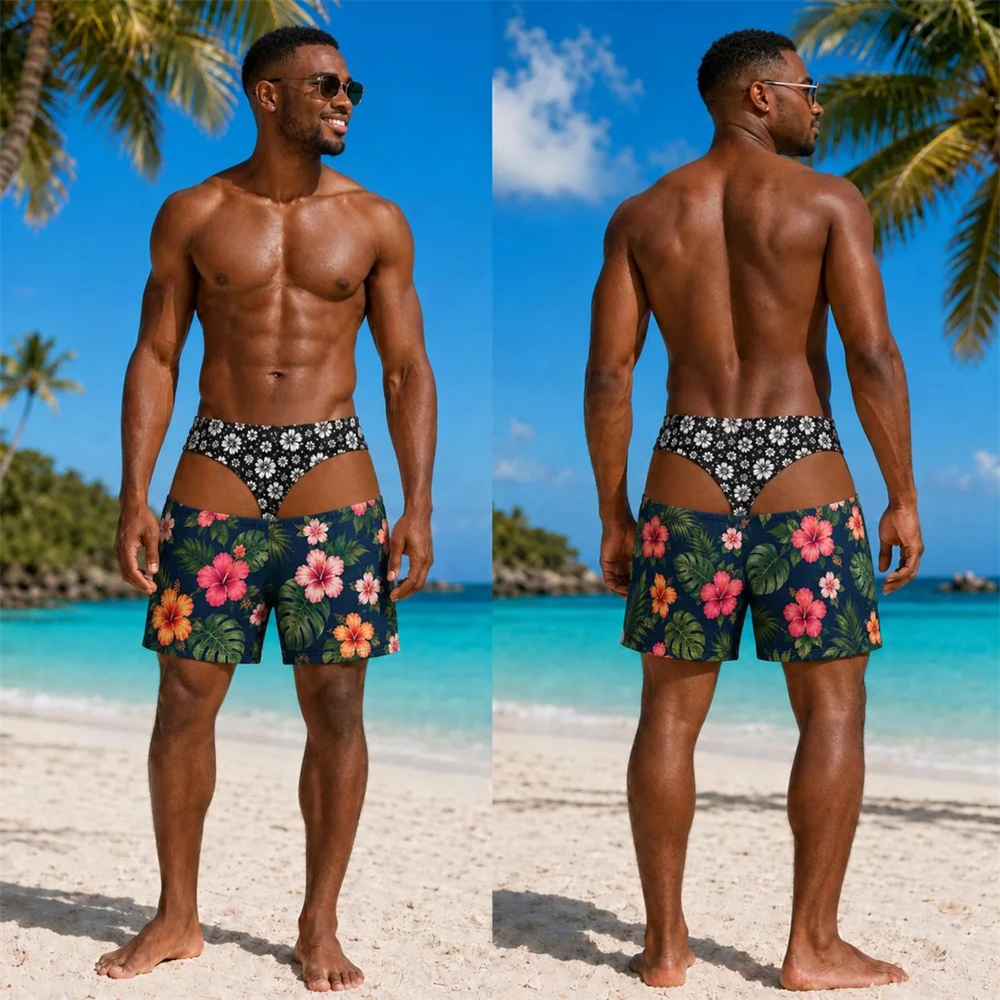 Sommer-Strandparty Neue Lustige Strandshorts für Männer 3D-Druck Kunstleder Hot Swim Trunks Schnelltrocknend Atmungsaktiv mit Kordelzug Boardshorts – Detail 7