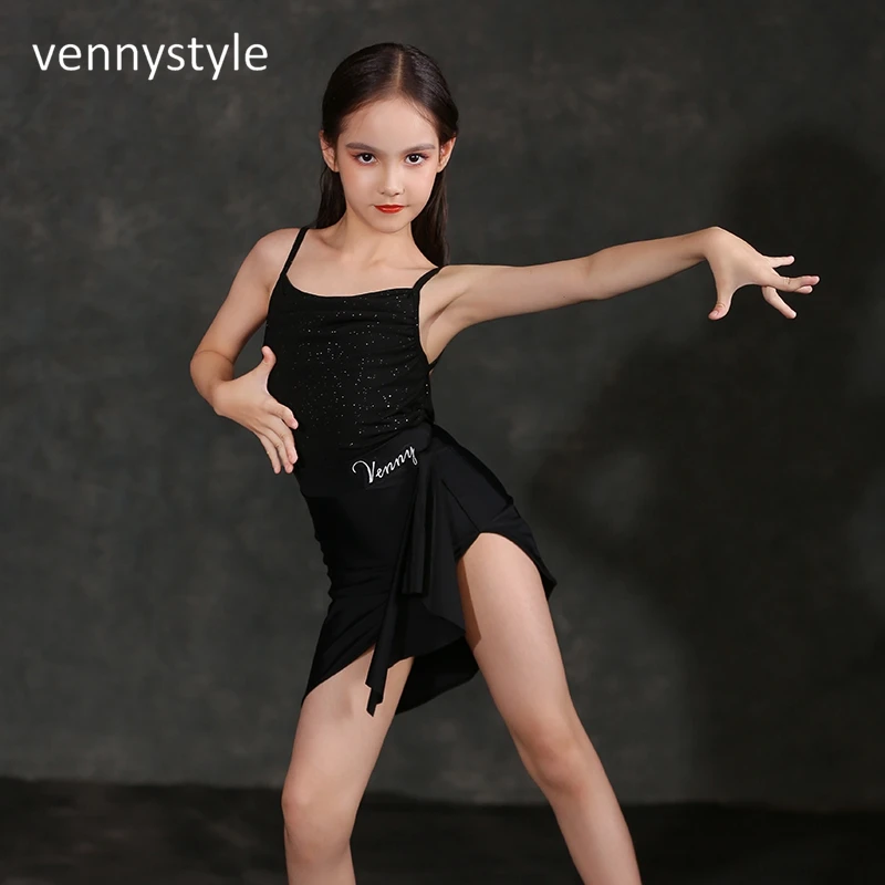 Venny Kids Latin Dance Slip Dress Cha Cha Samba Rumba Professional Performance Costume Girls Latin Dance Competition Dress