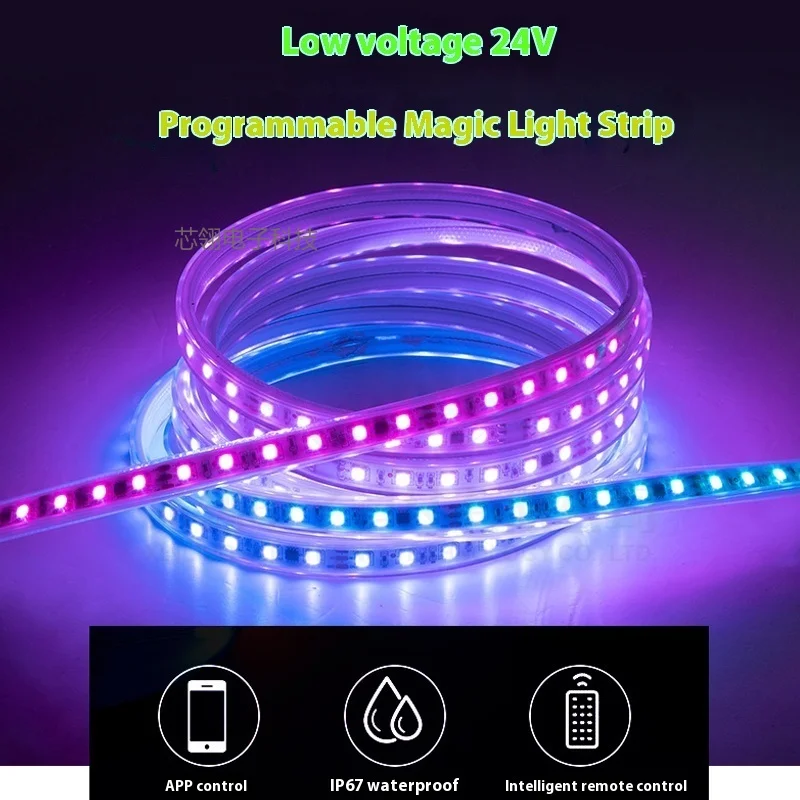 

24V rubber-coated iridescent light strips are outdoor waterproof, flexible and cut-able soft light strips