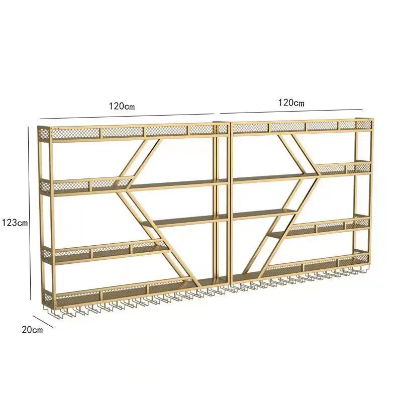 خزانة مشروبات مثبتة على الحائط ورف على الطراز الحديث لوحة فنية حديدية سعة عرض تخزين المطاعم #5
