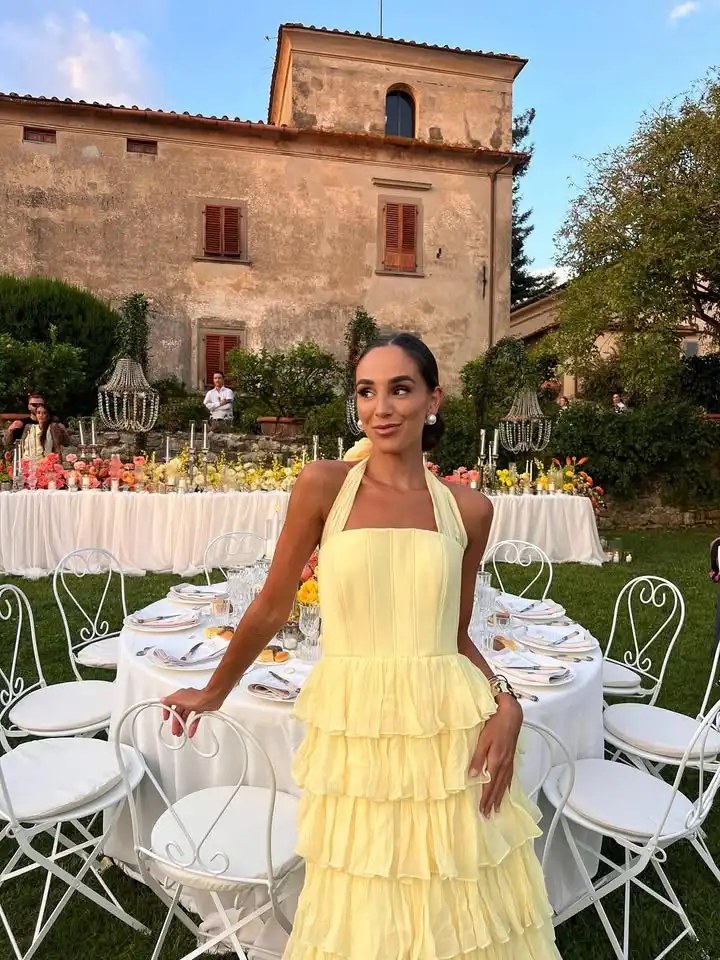 

Aenyrst Customized Elegant party Dresses Yellow Prom Dresses with Ruffle Floor-Length Vestidos de noche Saudi